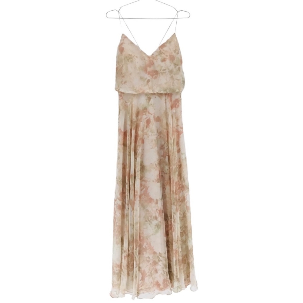 Jenny Yoo x BHLDN Inesse Floral Cross Back Pink White Gown Size 8 - Picture 2 of 10
